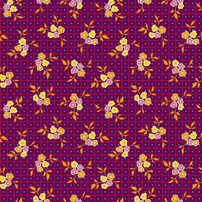 Deep Purple Floral Grid