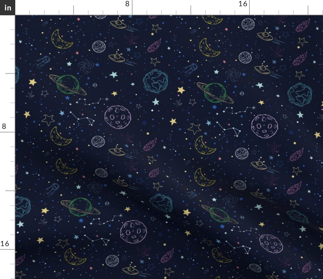 Space Illustration Seamless Pattern