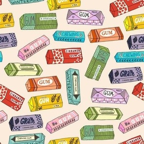 Nostalgic Multicolor Gum Packs  on cream 