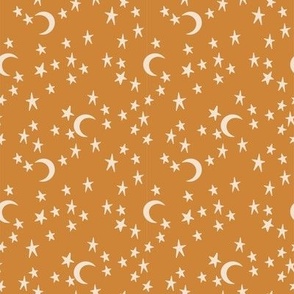 Moonlit stars tan on orange