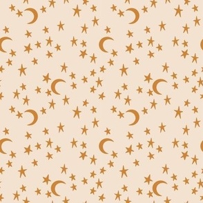 Moonlit stars orange on tan