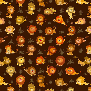 Kawaii Little Lions Brown by Cheerful Madness!!