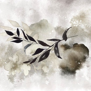 Watercolor Botanical Abstract in Sepia.