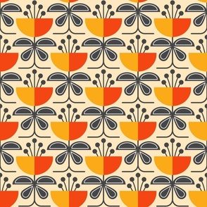 0887- scandinavian flowers, yellow / orange