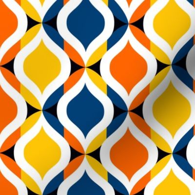 Boho Ogee mosaic medium retro ovals Yellow Blue Orange