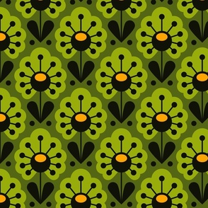 0917 - retro daisies, green