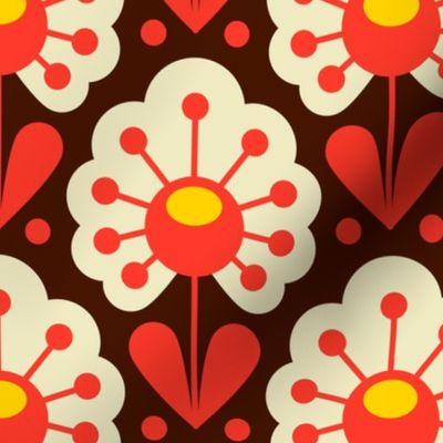 0923 -  retro daisies, red