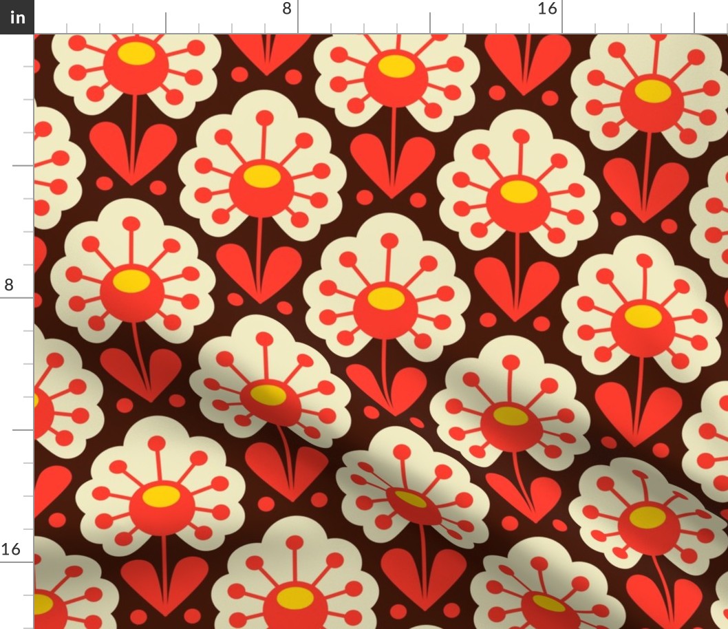 0923 -  retro daisies, red