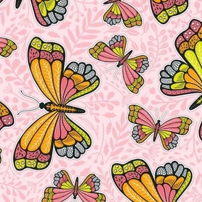 butterfly pink, Marigold #EF9F04, Watermelon #DF737B, Lemon Lime #EBDD1F 10.5inch (12inch wallpaper)