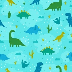 Dinos in bright blue