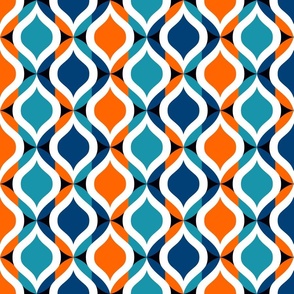 Boho Ogee mosaic medium retro ovals Orange Teal Blue