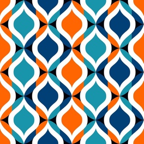 Boho Ogee mosaic large retro ovals Orange Teal Blue