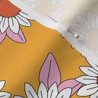 Daisy garden blossom summer floral design pastel white orange ochre pink