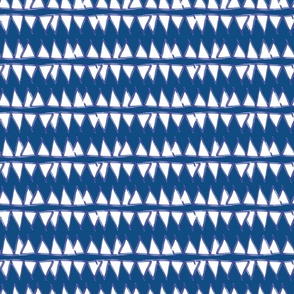 Ethnic blue indigo watercolor triangles