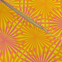 Starburst Disco Revival Whimsical Funky Traditional Fun Vintage Retro Optimism Star Pattern in Bright Colors Lemon Lime Lemon Yellow EBDD1F Watermelon Pink Coral DF737B Marigold Orange Carrot Orange EF9F04 Fresh Modern Geometric Abstract