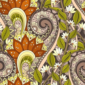 21 inch Floral pattern with abstract flowers f4_8-1