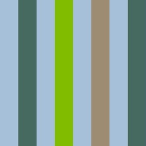 TRP1 -  1-Inch Wide Earthy Stripes in Blue, Green and Brown - Coordinate for Tropical Island Ditsy