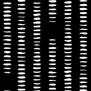 Abstract Painted Stripes | Medium Scale | True Black | Black and White