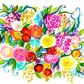 Neon Summer Floral Acrylic Painting