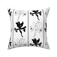 Oriental Iris Panels - black and white on white, medium