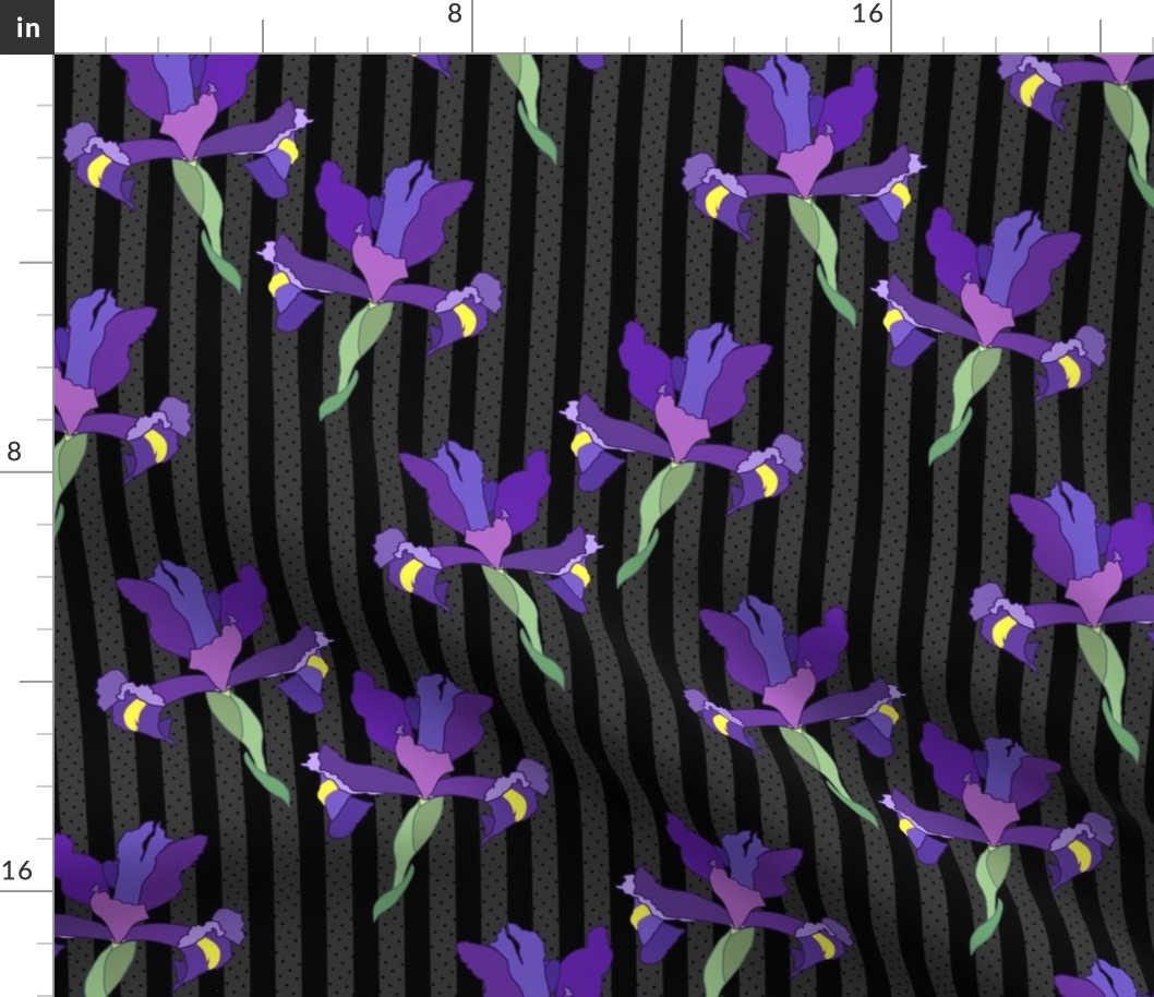 Iris Flutter! (Dutch Blue/violet) - charcoal stripe and spot, medium 