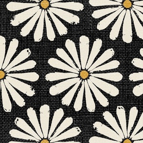 Floral Daisy Pinwheels - Black - Jumbo