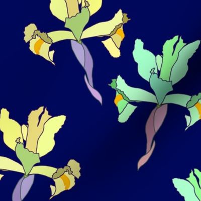 Iris Flutter! (Lemon Yellow/Mint) - midnight blue, medium 