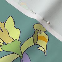 Iris Flutter! (Lemon Yellow/Mint) - teal green, medium 