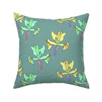 Iris Flutter! (Lemon Yellow/Mint) - teal green, medium 