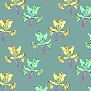 Iris Flutter! (Lemon Yellow/Mint) - teal green, medium 