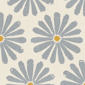Floral Daisy Pinwheels - Slate on Cream - Jumbo