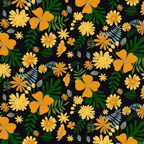 Orange, Yellow,  and Black Botanical 