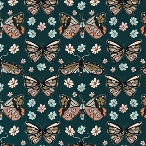 Boho Butterflies and Moths Dark Green