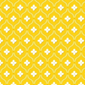 quatrefoil trellis/bright yellow background/medium