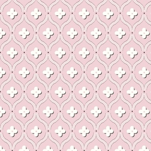 quatrefoil trellis/dusty pink background/medium
