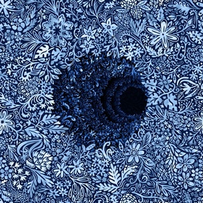 Deep Down Blue Floral Abstract