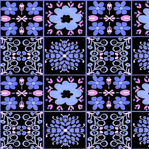 FLORAL GEOMETRIC  BLUE TWO