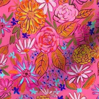 Neon Pink Summer Floral 