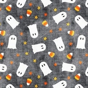 (small scale) Happy Halloween - Ghost and Candy Corn - toss - grey - LAD22