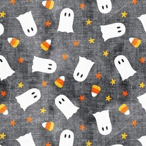 Happy Halloween - Ghost and Candy Corn - toss - grey - LAD22