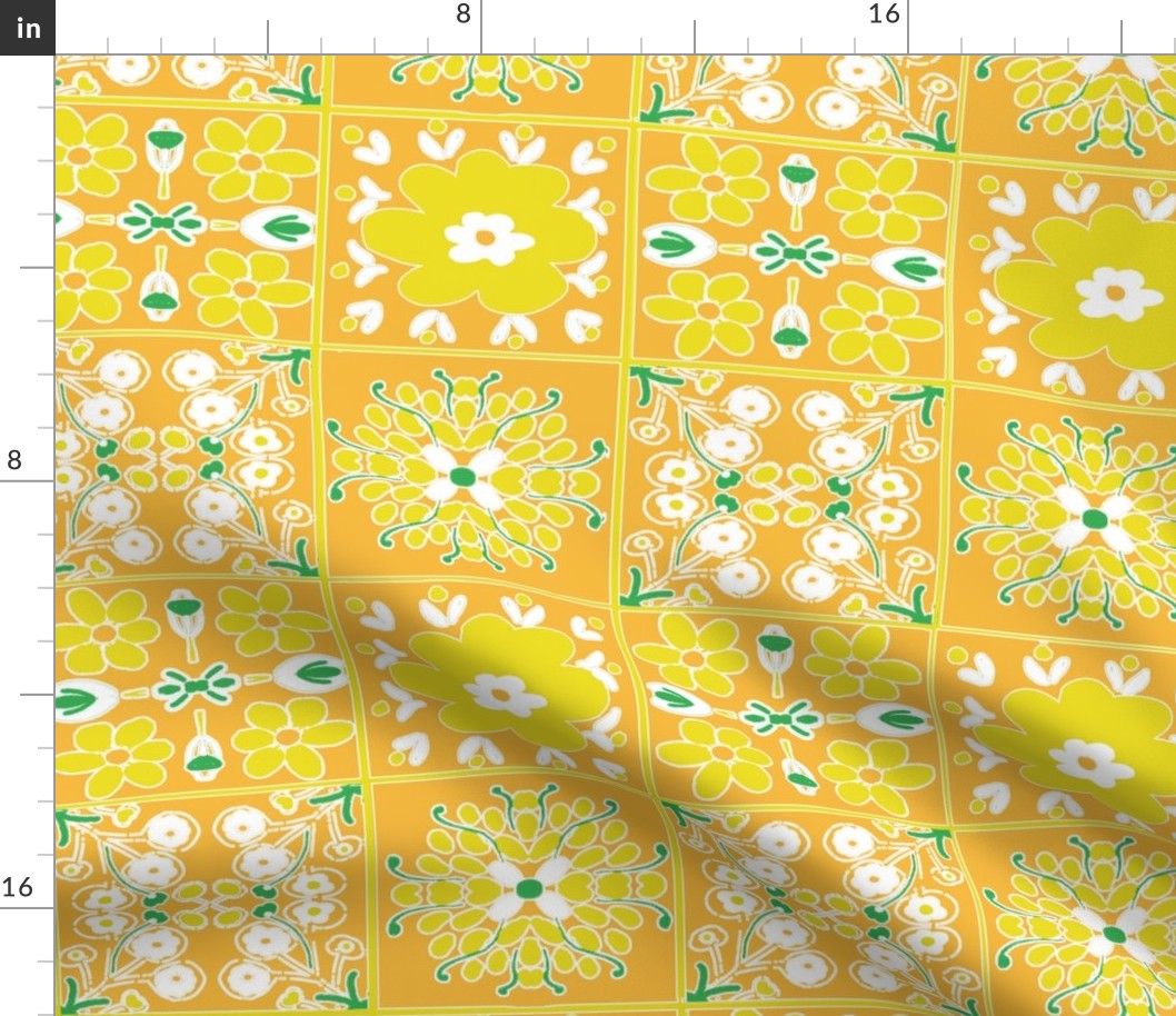 GEOMETRIC FLORAL LEMON AND MARIGOLD