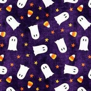 (small scale) Happy Halloween - Ghost and Candy Corn - toss - purple - LAD22