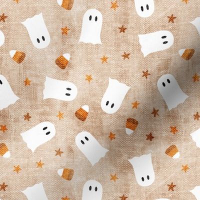 Happy Halloween - Ghost and Candy Corn - toss - vintage  - LAD22