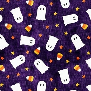 Happy Halloween - Ghost and Candy Corn - toss - purple - LAD22