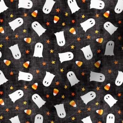 (small scale) Happy Halloween - Ghost and Candy Corn - toss - black - LAD22