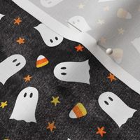 (small scale) Happy Halloween - Ghost and Candy Corn - toss - black - LAD22