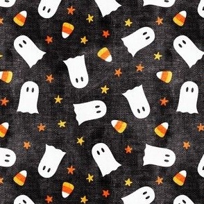 (small scale) Happy Halloween - Ghost and Candy Corn - toss - black - LAD22