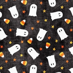 Happy Halloween - Ghost and Candy Corn - toss - black - LAD22