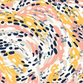 Abstract Painterly Swirls and Dots Brush Strokes Tea Towel