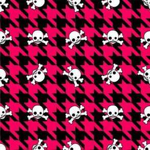 Red Houndstooth & Skulls - Small